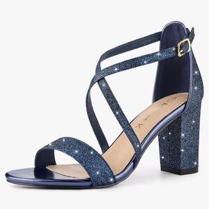 Blue Glitter Strappy Heels